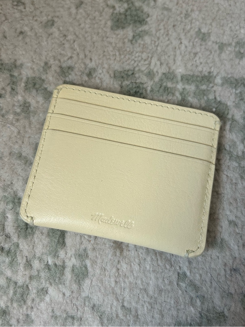NWOT Madewell Leather Card Holder in Pale Pinneaple Butter Yellow